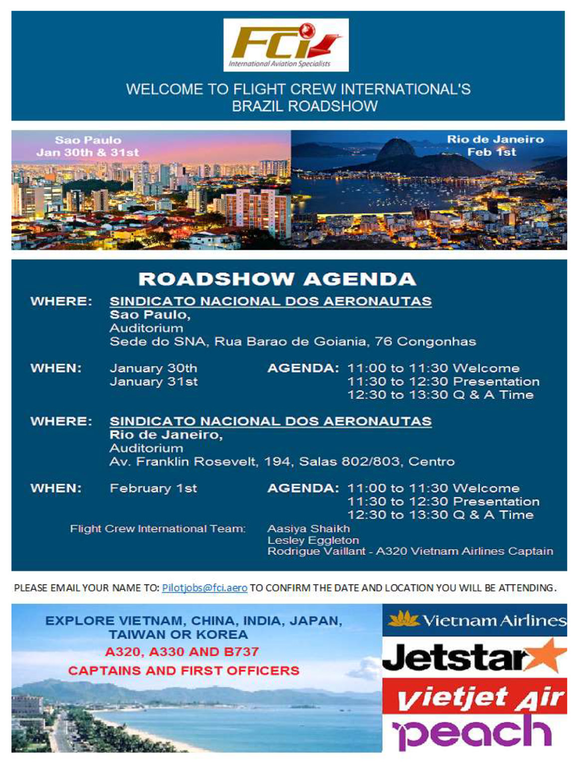 Flight Crew International Roadshows