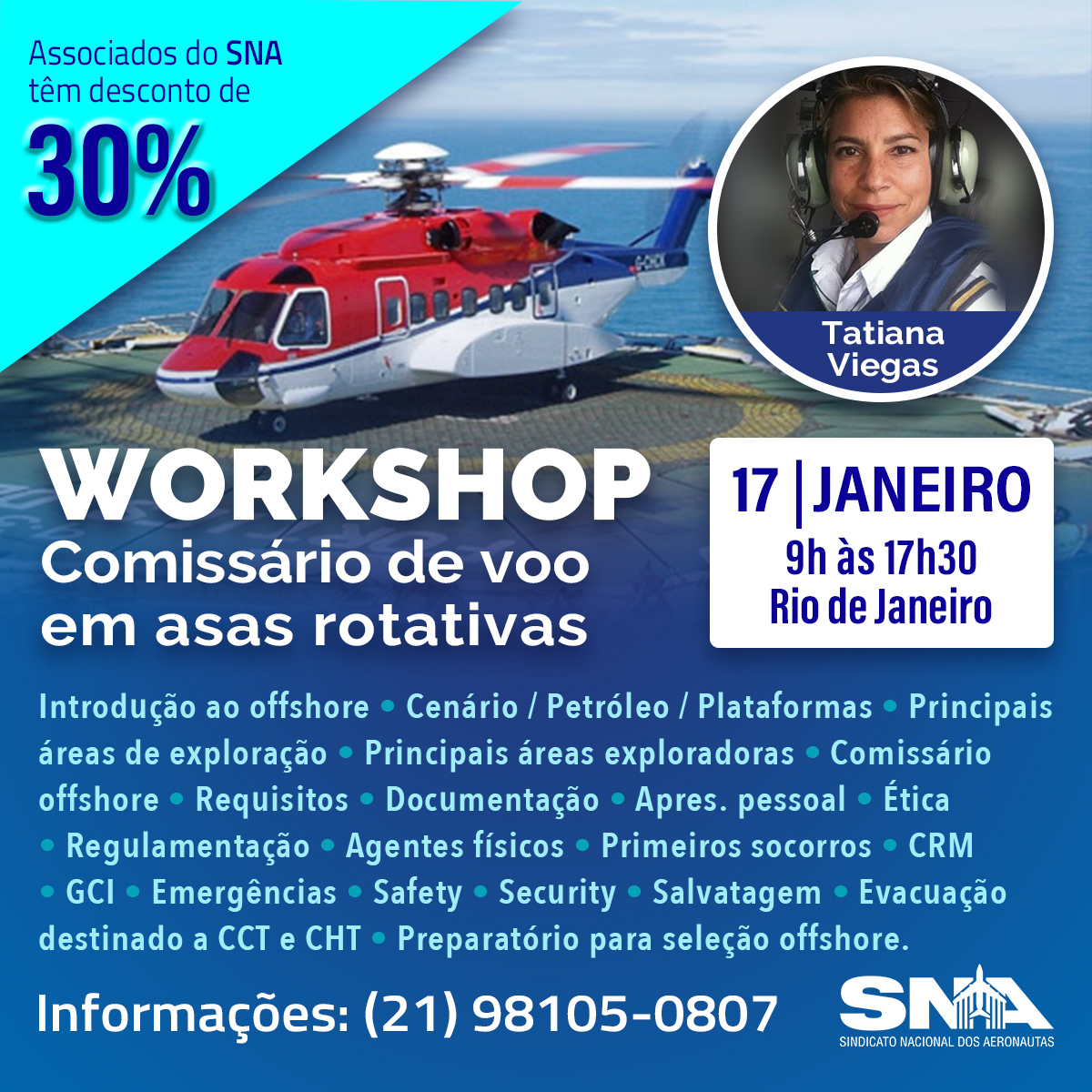 Wokshop comissario de voo em asas rotativas