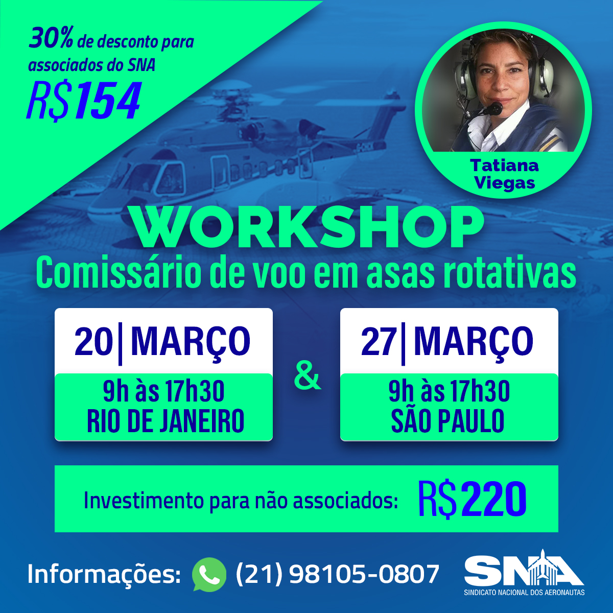 Wokshop comissario de voo em asas rotativas